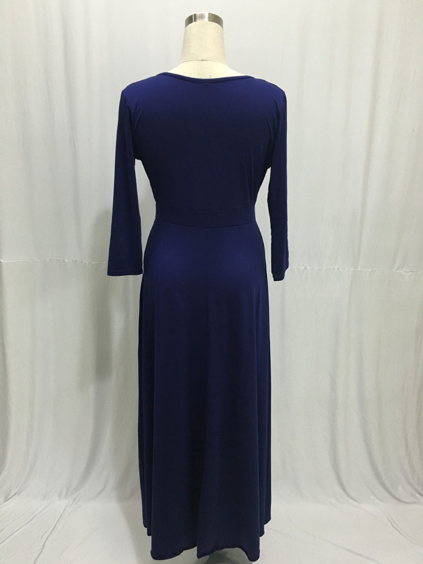 SZ60044-5 Women Long Knitwear V Neck Plus Size Bridesmaid Dress with Long Sleeve